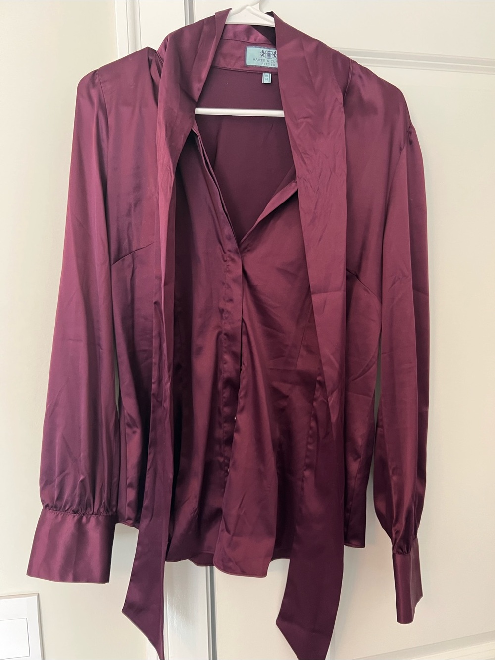 (Rare) Hawes and Curtis Plum Pussybow Blouse